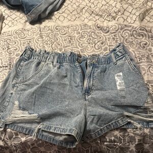 SO Women's Distressed Light Blue Jean Shorts
